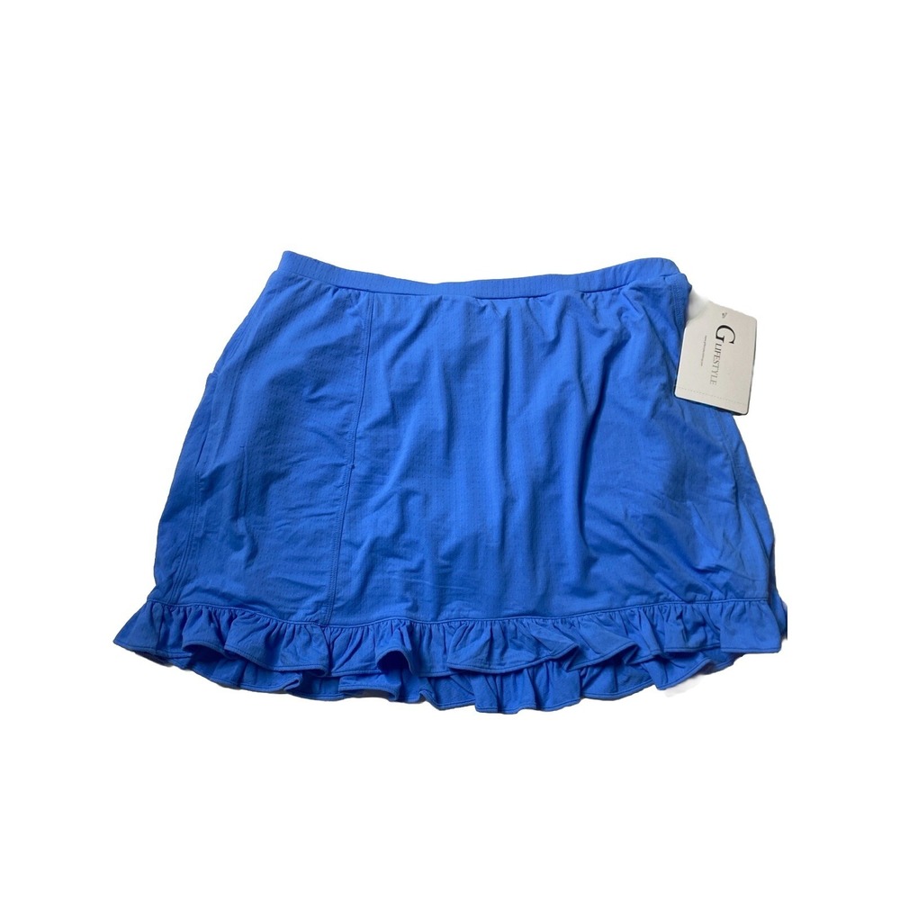 G LIFESTYLE BY GOTTEX Golf Tennis Skirt Ruffle Skort Blue Athletic Women's L